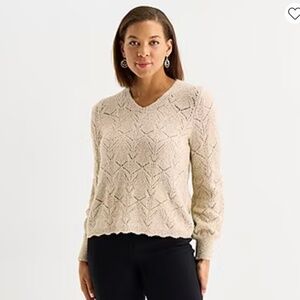 Liz Claiborne Sparkly Gold Vneck Sweater